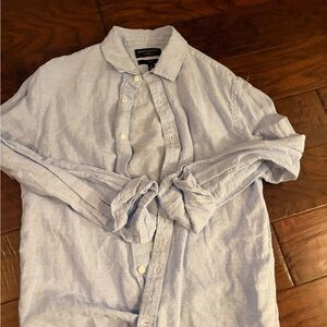 Banana Republic Factory Light Blue Pattern Casual Button Down Shirt